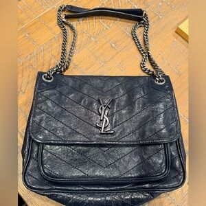 YSL navy blue Niki Quilted Leather Shoulder Bag
